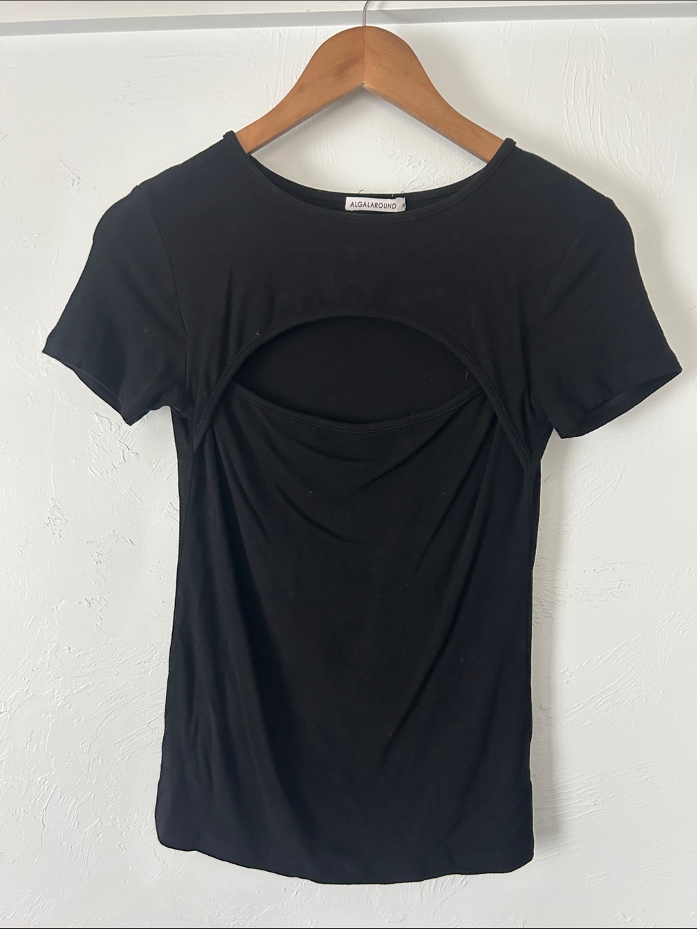 Black Cut Out Going Out Short Sleeve Tee